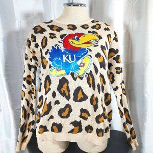 KANSAS JAYHAWKS Gameday Couture Women's  XL Crewneck Animal print Cotton Sweater